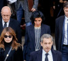 Carla Bruni, Nicolas Sarkozy, Brigitte Macron, Valérie Pécresse, Eric Ciotti, Rachida Dati, José Pietroboni - Sorties des obsèques de Jean-Pierre Pernaut en la Basilique Sainte-Clotilde à Paris le 9 mars 2022.