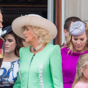 Camilla Parker Bowles, duchesse de Cornouailles et le prince Edward - La famille royale au balcon du palais de Buckingham lors de la parade Trooping the Colour 2019, célébrant le 93ème anniversaire de la reine Elisabeth II, Londres, le 8 juin 2019. 