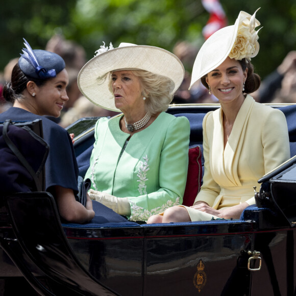 Catherine (Kate) Middleton, duchesse de Cambridge, Camilla Parker Bowles, duchesse de Cornouailles - La parade Trooping the Colour 2019, célébrant le 93ème anniversaire de la reine Elisabeth II, au palais de Buckingham, Londres, le 8 juin 2019. 