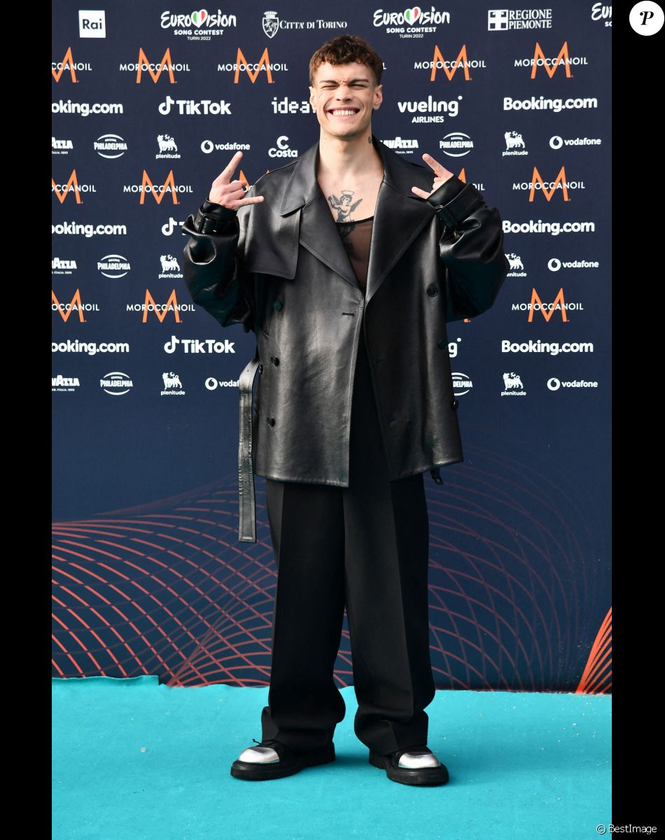 Italia: Mahmood & Blanco au photocall de "l'Eurovision 2022" à Turin, le 8 mai 2022.