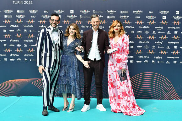 Mario Acampa, Laura Carusino, Gabriele Corsi, Carolina di Domenico au photocall de "l'Eurovision 2022" à Turin, le 8 mai 2022.