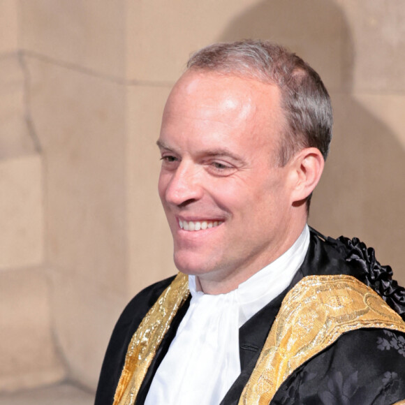 Dominic Raab, le vice-Premier ministre du Royaume-Uni - Arrivée au discours de l'ouverture officielle du Parlement à Londres, le 10 mai 2022. Ayant des problèmes de mobilité, la reine d'Angleterre est représentée par le prince de Galles.