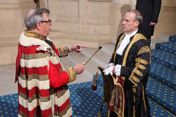 Dominic Raab, le vice-Premier ministre du Royaume-Uni - Arrivée au discours de l'ouverture officielle du Parlement à Londres, le 10 mai 2022. Ayant des problèmes de mobilité, la reine d'Angleterre est représentée par le prince de Galles.