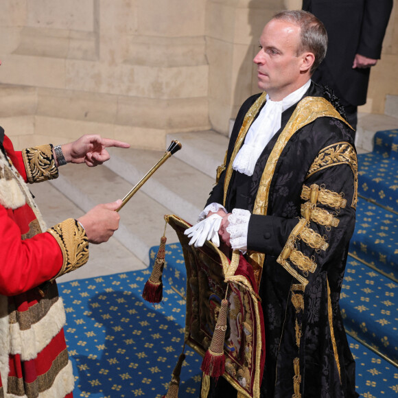 Dominic Raab, le vice-Premier ministre du Royaume-Uni - Arrivée au discours de l'ouverture officielle du Parlement à Londres, le 10 mai 2022. Ayant des problèmes de mobilité, la reine d'Angleterre est représentée par le prince de Galles.