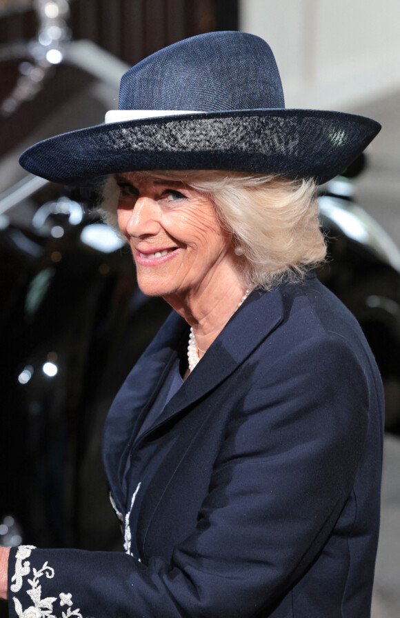 Camilla Parker Bowles, duchesse de Cornouailles - Arrivée au discours de l'ouverture officielle du Parlement à Londres, le 10 mai 2022. Ayant des problèmes de mobilité, la reine d'Angleterre est représentée par le prince de Galles.