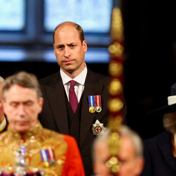 Le prince Charles, prince de Galles, et Camilla Parker Bowles, duchesse de Cornouailles, Le prince William, duc de Cambridge - Arrivée et discours de l'ouverture officielle du Parlement à Londres, le 10 mai 2022. Ayant des problèmes de mobilité, la reine d'Angleterre est représentée par le prince de Galles.