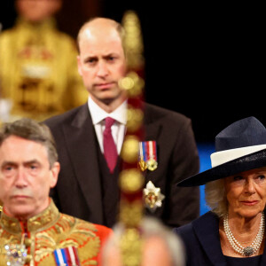 Le prince Charles, prince de Galles, et Camilla Parker Bowles, duchesse de Cornouailles, Le prince William, duc de Cambridge - Arrivée et discours de l'ouverture officielle du Parlement à Londres, le 10 mai 2022. Ayant des problèmes de mobilité, la reine d'Angleterre est représentée par le prince de Galles.