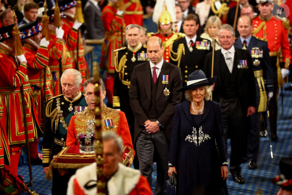Le prince Charles, prince de Galles, et Camilla Parker Bowles, duchesse de Cornouailles, Le prince William, duc de Cambridge - Arrivée et discours de l'ouverture officielle du Parlement à Londres, le 10 mai 2022. Ayant des problèmes de mobilité, la reine d'Angleterre est représentée par le prince de Galles.