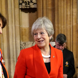 L'ancien Premier ministre, Theresa May - Arrivée et discours de l'ouverture officielle du Parlement à Londres, le 10 mai 2022. Ayant des problèmes de mobilité, la reine d'Angleterre est représentée par le prince de Galles.