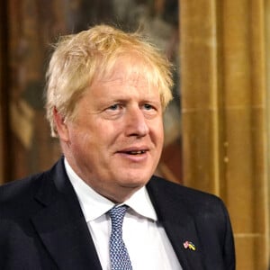 Le Premier ministre britannique Boris Johnson - Arrivée et discours de l'ouverture officielle du Parlement à Londres, le 10 mai 2022. Ayant des problèmes de mobilité, la reine d'Angleterre est représentée par le prince de Galles.