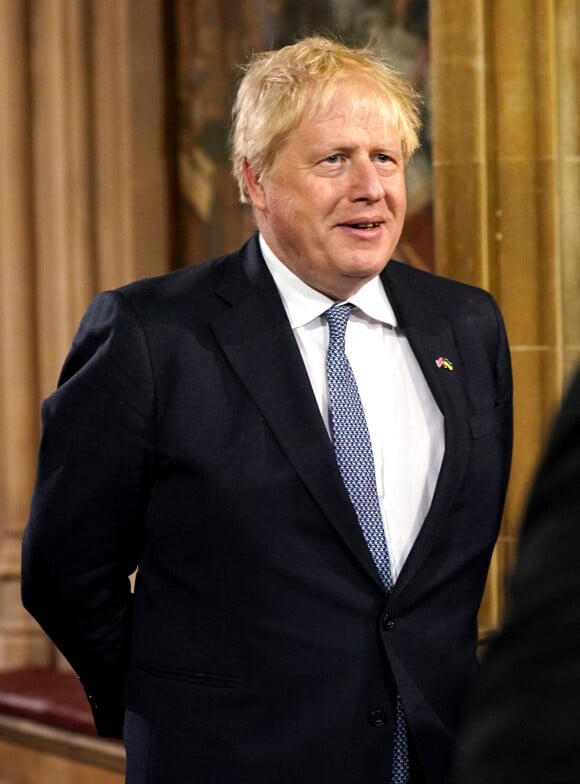 Le Premier ministre britannique Boris Johnson - Arrivée et discours de l'ouverture officielle du Parlement à Londres, le 10 mai 2022. Ayant des problèmes de mobilité, la reine d'Angleterre est représentée par le prince de Galles.