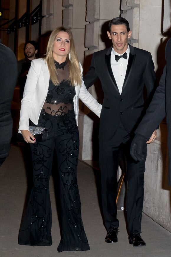 Ángel Di María et sa femme Jorgelina Cardoso - Anniversaire du joueur de football du Paris Saint-Germain (PSG), le brésilien Neymar Jr qui fête ses 26 ans au Pavillon Cambon (1er arrondissement) à Paris, France.