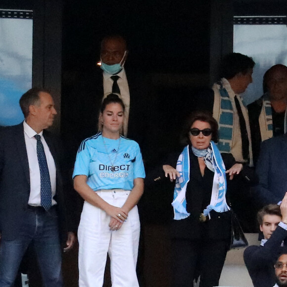 Renaud Muselier, Sophie Tapie, Dominique Tapie - Cérémonie d'hommage à Bernard Tapie au stade Vélodrome à Marseille, France, le 7 octobre 2021. Bernard Tapie, est décédé le 3 octobre 2021 à l'âge de 78 ans, après un combat de quatre ans avec cancer. © Jacovides-Santini/Bestimage 