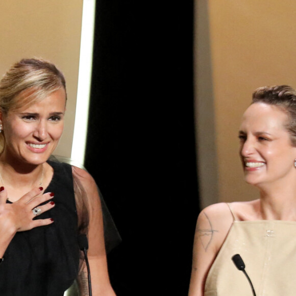 Vincent Lindon, Julia Ducournau (Palme d'Or pour "Titane"), Agathe Rousselle - Cérémonie de clôture du 74ème Festival International du Film de Cannes, le 17 juillet 2021