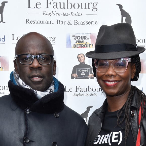 Exclusif - Lilian Thuram et sa compagne Kareen Guiock - Générale de la pièce de théâtre "Un Jour J'irai à Détroit !" au théâtre du Gymnase Marie Bell à Paris, France, le 20 janvier 2020. C'est sur une note historique et de devoir que S.Bugsy et D.Desclos ont souhaité au travers d'une pièce de théâtre, montrer et partager le combat des révoltés tirailleurs sénégalais, massacrés par l'armée française à Thiaroye le 01 décembre 1944. Mise en scène par D.Coubes. © Giancarlo Gorassini/Bestimage