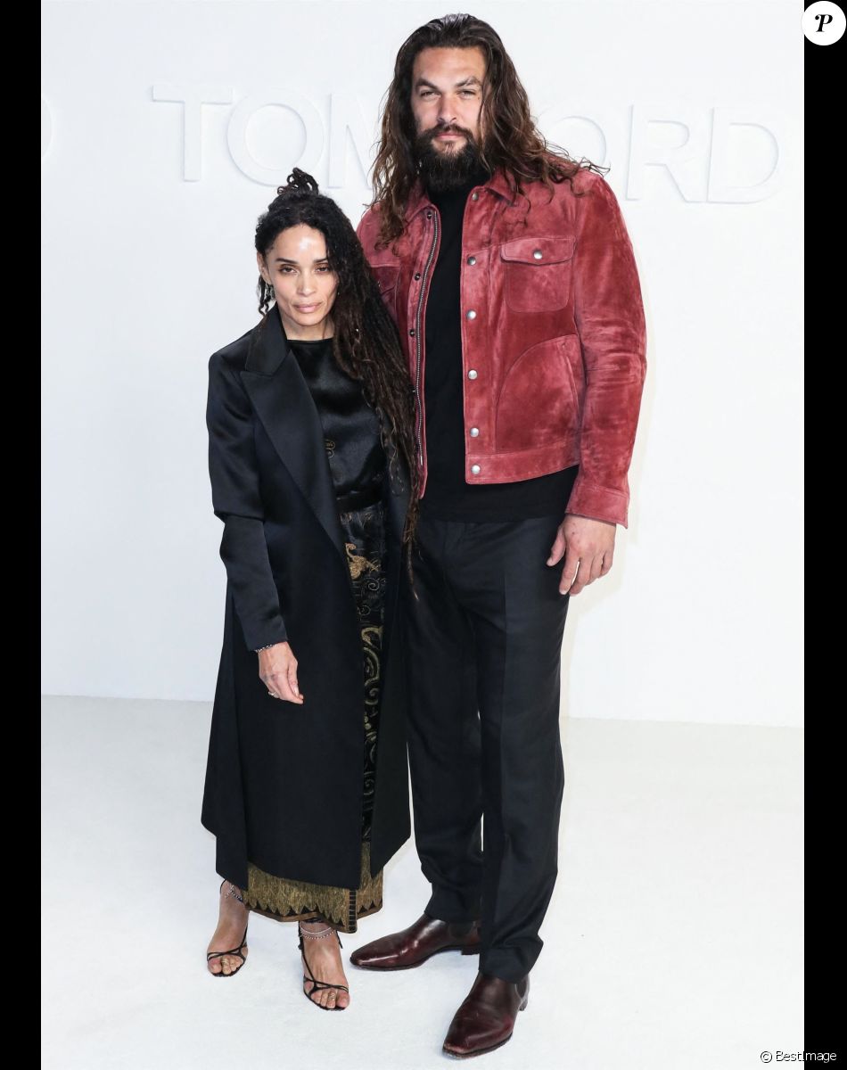 Lisa Bonet et son mari Jason Momoa - Les célébrités posent avant d'assister au défilé Tom Ford: Autumn/Winter 2020 aux Milk Studios dans le quartier de Hollywood à Los Angeles, le 7 février 2020