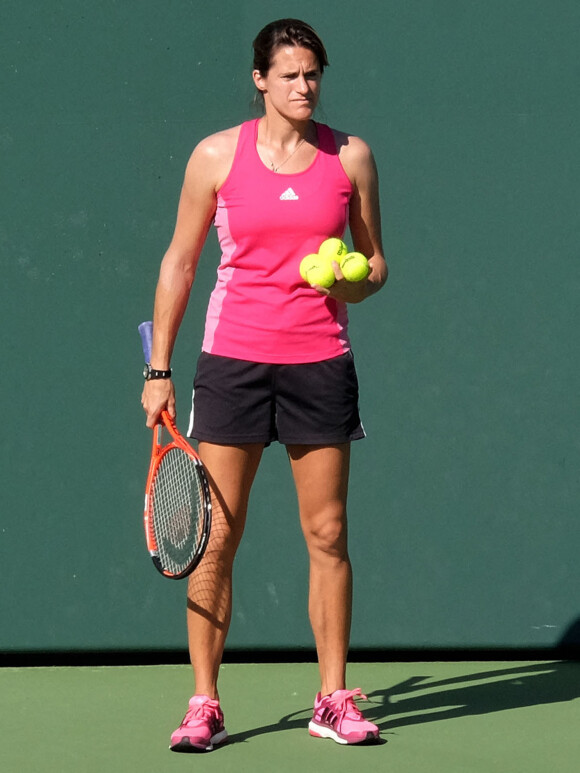 Exclusif - Les joueurs de tennis Andy Murray, et Amélie Mauresmo s'entraînent à Miami, le 17 décembre 2014. 