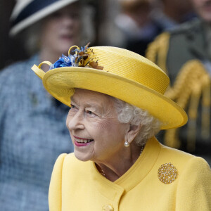 La reine Elizabeth II à la station de métro Paddington de Londres pour l'inauguration de la Elizabeth Line, mardi 17 mai 2022. Photo by Andrew Matthews/PA Wire/ABACAPRESS.COM