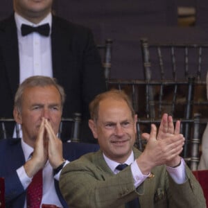 La reine Elisabeth II d'Angleterre assiste au "Royal Windsor Horse Show" à Windsor en présence du prince Edward, duc de Kent, et de sa femme, Sophie Rhys-Jones, comtesse de Wessex, Royaume Uni, le 13 mai 2022. 