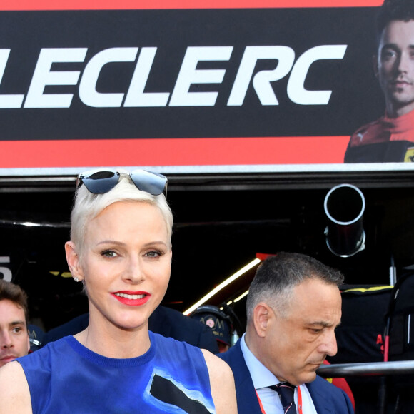 La princesse Charlene de Monaco lors de la journée des qualifications du Grand Prix de Monaco 2022 de F1, où le pilote monégasque de Ferrari, C.Leclerc, est en pôle position, à Monaco, le 28 mai 2022. © Bruno Bebert/Pool Monaco/Bestimage