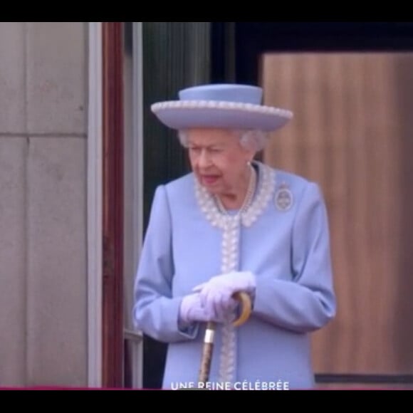 Elizabeth II célèbre ses 70 ans de règne lors de la cérémonie "Trooping the colour". Londres, le 2 juin 2022.