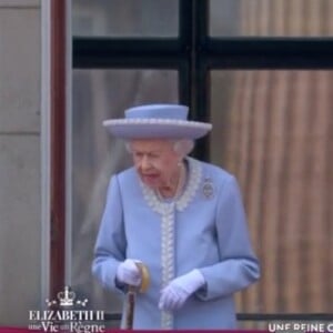 Elizabeth II célèbre ses 70 ans de règne lors de la cérémonie "Trooping the colour". Londres, le 2 juin 2022.