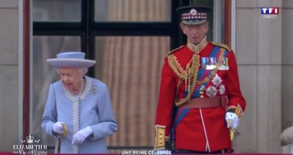 Elizabeth II célèbre ses 70 ans de règne lors de la cérémonie "Trooping the colour". Londres, le 2 juin 2022.