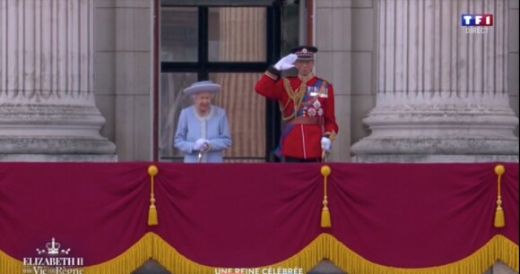 Elizabeth II célèbre ses 70 ans de règne lors de la cérémonie "Trooping the colour". Londres, le 2 juin 2022.