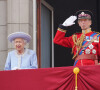 Le prince Edward, duc de Kent et Elizabeth II - La famille royale au balcon lors de la parade militaire "Trooping the Colour" dans le cadre de la célébration du jubilé de platine de la reine Elizabeth II à Londres.