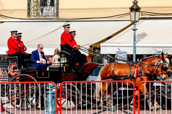 Illustration des chevaux de la calèche à la fête des Fiefs 3ème rencontre des sites historiques Grimaldi de Monaco, le 4 juin 2022. © Claudia Albuquerque/Bestimage
