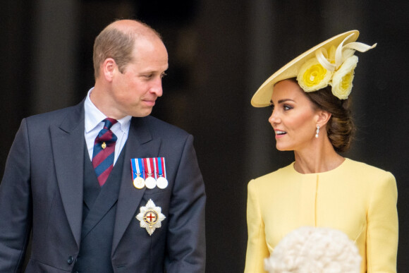 Le prince William et Kate Middleton - Messe célébrée à la cathédrale Saint-Paul de Londres, dans le cadre du jubilé de platine de la reine Elizabeth II. Londres, le 3 juin 2022.