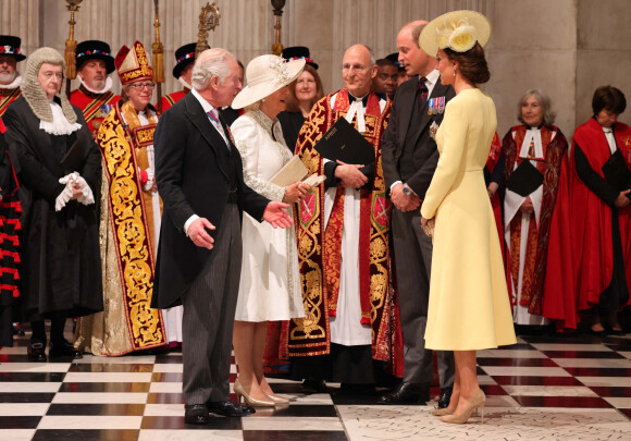 Le prince William, Kate Middleton, le prince Charles et Camilla Parker Bowles - Messe célébrée à la cathédrale Saint-Paul de Londres, dans le cadre du jubilé de platine de la reine Elizabeth II. Londres, le 3 juin 2022.