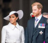 Le prince Harry et Meghan Markle lors de la messe célébrée à la cathédrale Saint-Paul de Londres, dans le cadre du jubilé de platine (70 ans de règne) de la reine Elisabeth II