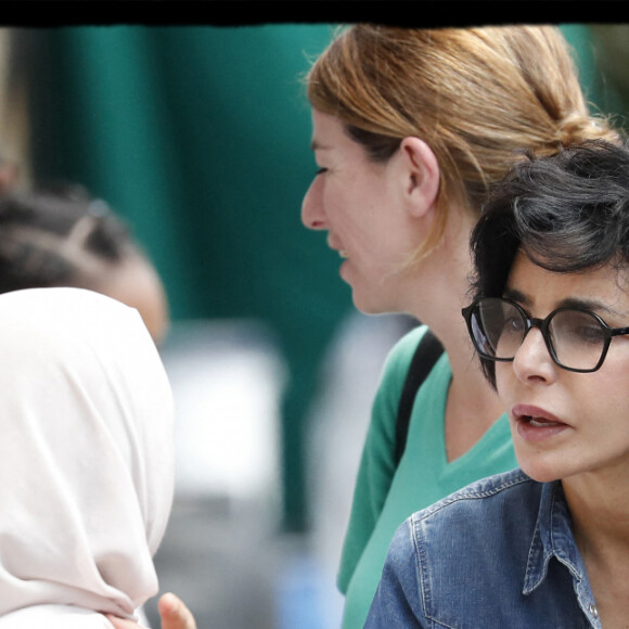 Exclusif - Tractage de Rachida Dati et Alix Bougeret, candidate LR dans la 3ème circonscription, aux côtés de Georffroy Boulard, maire du 17ème, sur le vide grenier Loucheur Bessières, en campagne pour les élections législatives. Paris, XVIIème arrondissement, le 4 Juin 2022. © Alain Guizard