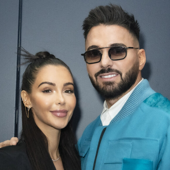 Exclusif - Nabilla Benattia et son mari Thomas Vergara - Nabilla Benattia, son mari Thomas Vergara et leur fils Milann posent lors de l'avant première du documentaire "Nabilla sans filtre" (Amazon Prime Vidéo) à Paris le 22 Novembre 2021. © Jack Tribeca / Bestimage