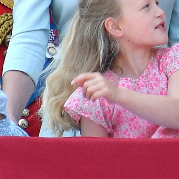 Catherine (Kate) Middleton, duchesse de Cambridge, et la princesse Charlotte de Cambridge - Les membres de la famille royale britannique lors du rassemblement militaire "Trooping the Colour" (le "salut aux couleurs"), célébrant l'anniversaire officiel du souverain britannique. Cette parade a lieu à Horse Guards Parade, chaque année au cours du deuxième samedi du mois de juin. Londres, le 9 juin 2018.