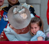 Catherine (Kate) Middleton, duchesse de Cambridge, et la princesse Charlotte de Cambridge - Les membres de la famille royale britannique lors du rassemblement militaire "Trooping the Colour" (le "salut aux couleurs"), célébrant l'anniversaire officiel du souverain britannique. Cette parade a lieu à Horse Guards Parade, chaque année au cours du deuxième samedi du mois de juin. Londres