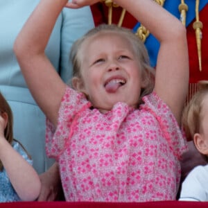 Catherine (Kate) Middleton, duchesse de Cambridge, et la princesse Charlotte de Cambridge - Les membres de la famille royale britannique lors du rassemblement militaire "Trooping the Colour" (le "salut aux couleurs"), célébrant l'anniversaire officiel du souverain britannique. Cette parade a lieu à Horse Guards Parade, chaque année au cours du deuxième samedi du mois de juin. Londres, le 9 juin 2018.