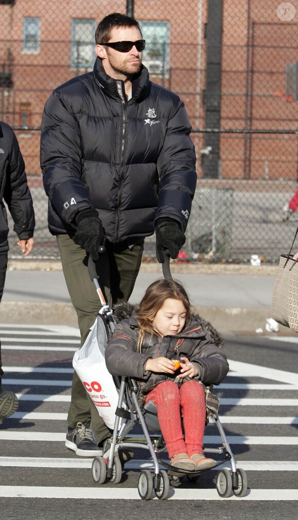 Hugh Jackman et sa fille Ava Eliot à New York le 1er février 2010