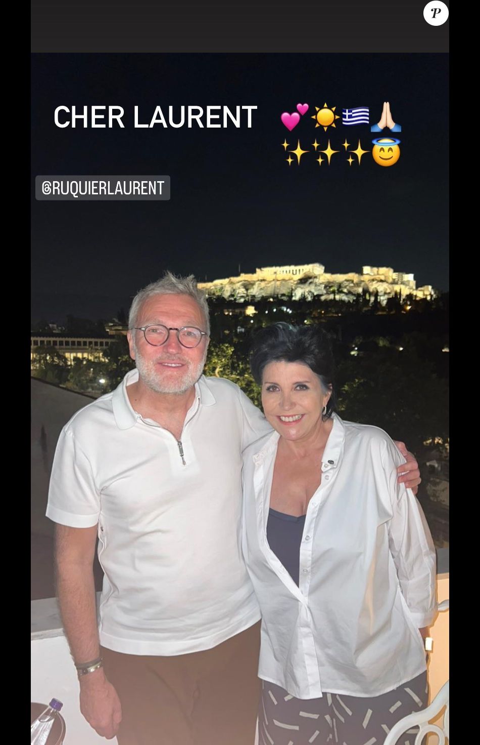 Liane Foly Et Son Nouveau Compagnon Liane Foly et Laurent Ruquier - La bande des Grosses Têtes en voyage à  Athènes à l'invitation de Laurent Ruquier. Juin 2022. - Purepeople