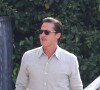 Exclusif - Brad Pitt, avec une moustache, est sur le tournage du film Babylon à Los Angeles le 4 octobre 2021. 