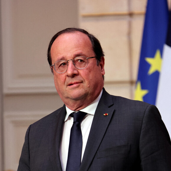 François Hollande - Cérémonie d'investiture du président de la République, Emmanuel Macron au Palais de l'Elysée à Paris, suite à sa réélection. © Dominique Jacovides/Bestimage 