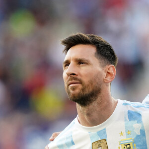Quintuplé de Lionel Messi lors du match amical Argentine - Estonie (5 - 0) à Pampelune, le 5 juin 2022.