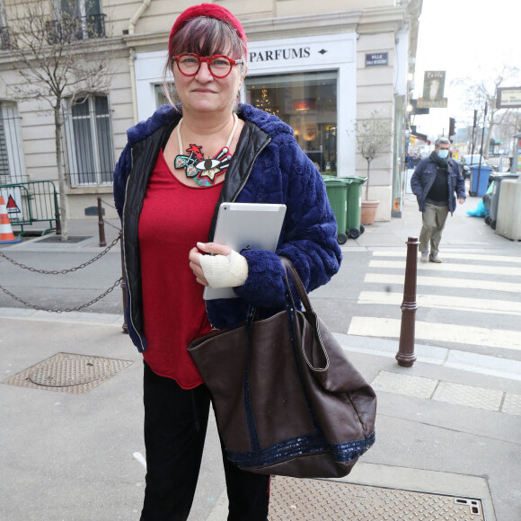 Exclusif - Christine Bravo - Arrivées et sorties dans les studios RTL à Paris. Le 23 février 2021  