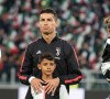 Cristiano Ronaldo et son fils Cristiano Ronaldo Jr. - C. Ronaldo fête en famille le titre de champion d'Italie avec son équipe la Juventus de Turin à Turin.