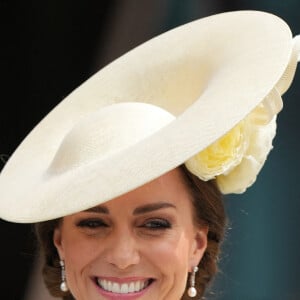 Catherine (Kate) Middleton, duchesse de Cambridge, - Les membres de la famille royale et les invités à la sortie de la messe du jubilé, célébrée à la cathédrale Saint-Paul de Londres, Royaume Uni, le 3 juin 2022. 