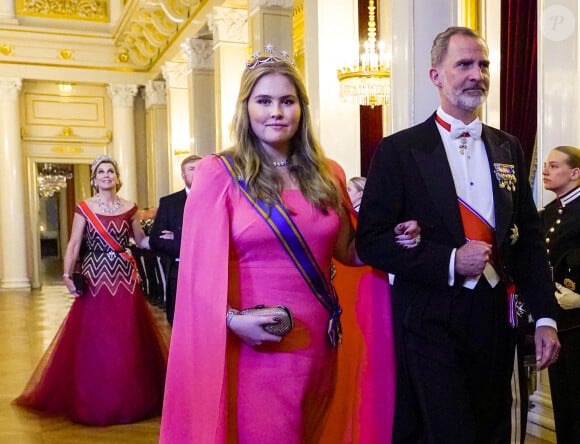 La princesse Catharina-Amalia des Pays-Bas, Le roi Felipe VI d'Espagne, La reine Maxima des Pays-Bas lors du dîner de gala pour célébrer le 18ème anniversaire de la princesse Ingrid Alexandra au Palais d'Oslo, Norvège, le 17 juin 2022. © NTB/Zuma Press/Bestimage 