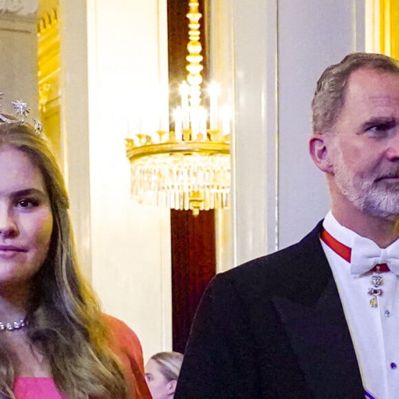 La princesse Catharina-Amalia des Pays-Bas, Le roi Felipe VI d'Espagne, La reine Maxima des Pays-Bas lors du dîner de gala pour célébrer le 18ème anniversaire de la princesse Ingrid Alexandra au Palais d'Oslo, Norvège, le 17 juin 2022. © NTB/Zuma Press/Bestimage 