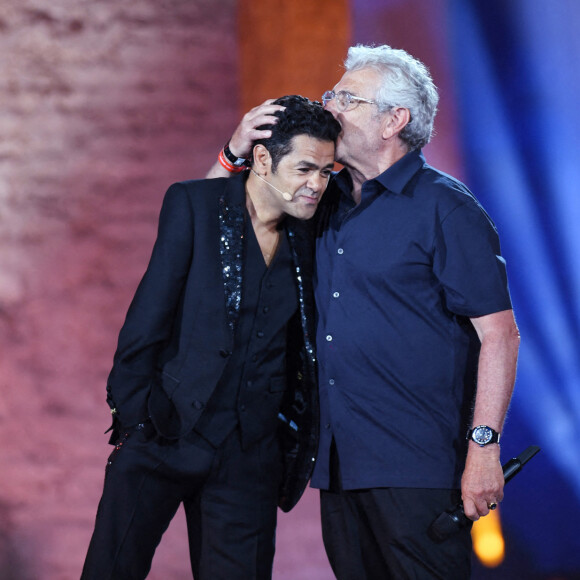 Exclusif - Jamel Debbouze et Michel Boujenah - Soirée du grand gala du "Marrakech du Rire" pour la 10e édition au palais El Badiî à Marrakech, le 18 juin 2022. © Rachid Bellak/Bestimage