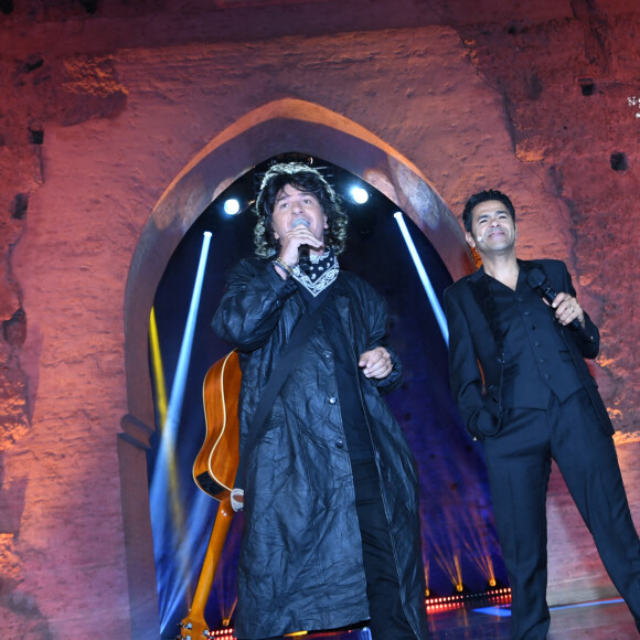 Exclusif - Michaël Youn et Jamel Debbouze - Soirée du grand gala du "Marrakech du Rire" pour la 10e édition au palais El Badiî à Marrakech, le 18 juin 2022. © Rachid Bellak/Bestimage
